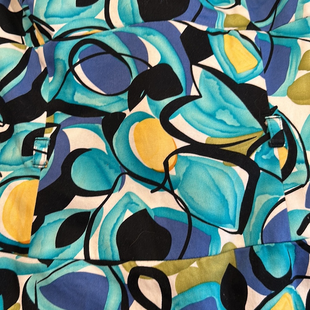 Adrianna Papell Multicolor Teal Blue Yellow Printed Sheath Dress - Picture 12 of 12